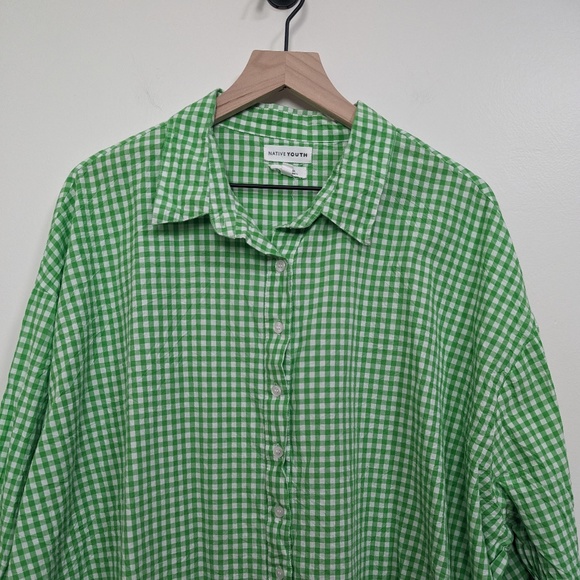 Native Youth Very Oversized Boyfriend Shirt in Bright Gingham / M - Picture 2 of 8